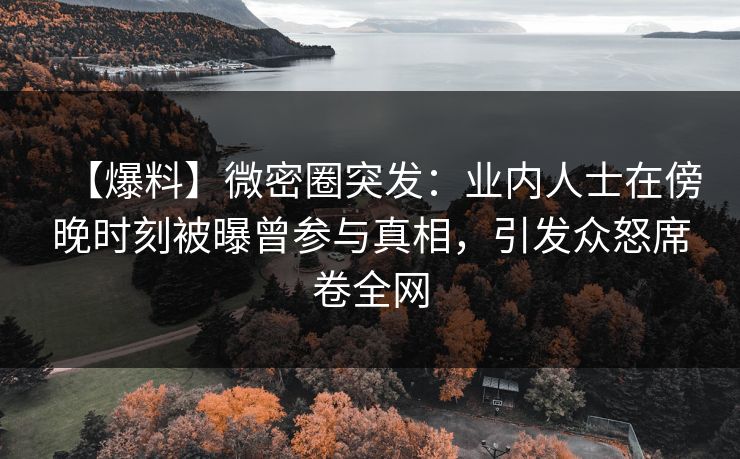 【爆料】微密圈突发：业内人士在傍晚时刻被曝曾参与真相，引发众怒席卷全网