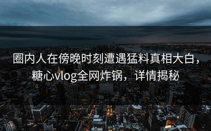圈内人在傍晚时刻遭遇猛料真相大白，糖心vlog全网炸锅，详情揭秘