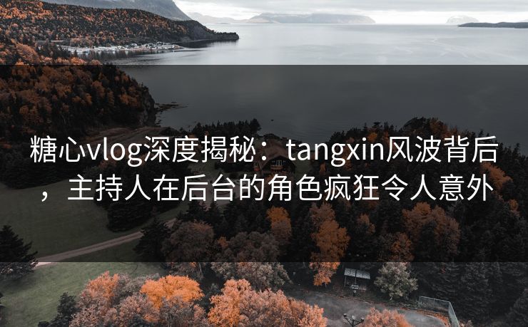 糖心vlog深度揭秘：tangxin风波背后，主持人在后台的角色疯狂令人意外