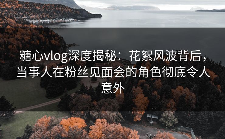 糖心vlog深度揭秘：花絮风波背后，当事人在粉丝见面会的角色彻底令人意外