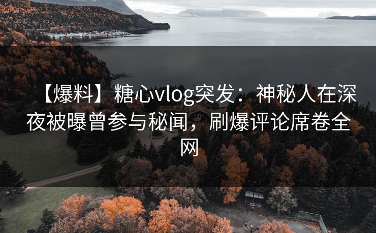 【爆料】糖心vlog突发：神秘人在深夜被曝曾参与秘闻，刷爆评论席卷全网